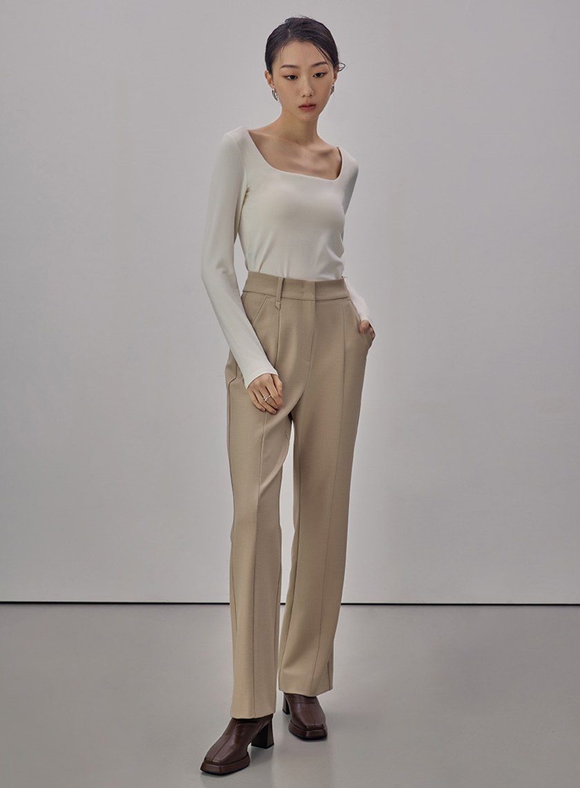 率性拼接微喇叭西裝褲